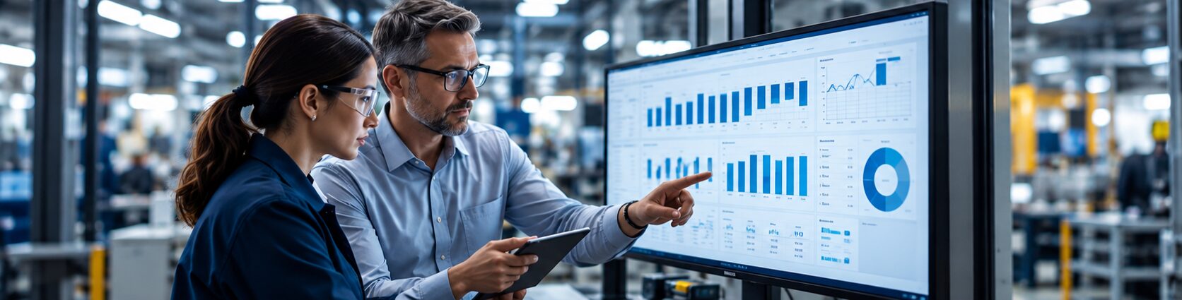 Manufacturing leaders reviewing operational performance
